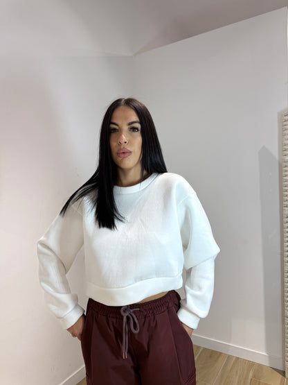 Felpa crop bianca