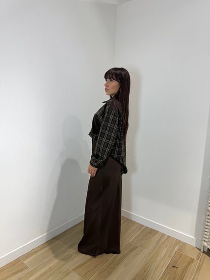 Gonna in raso Mika marrone