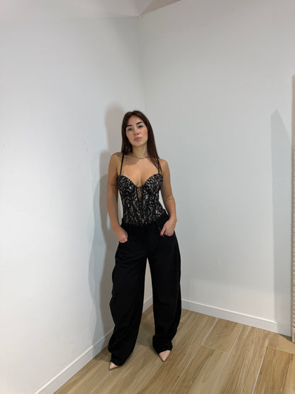 Pantalone in ecocamoscio Malie nero