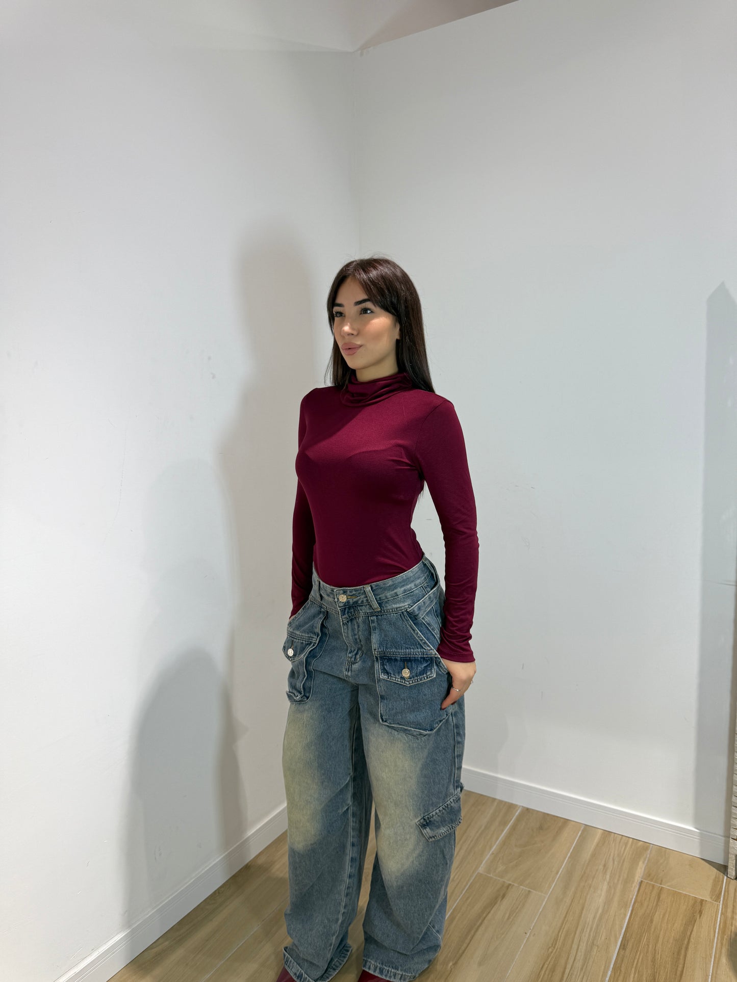 Body Toronto collo alto nero e bordeaux