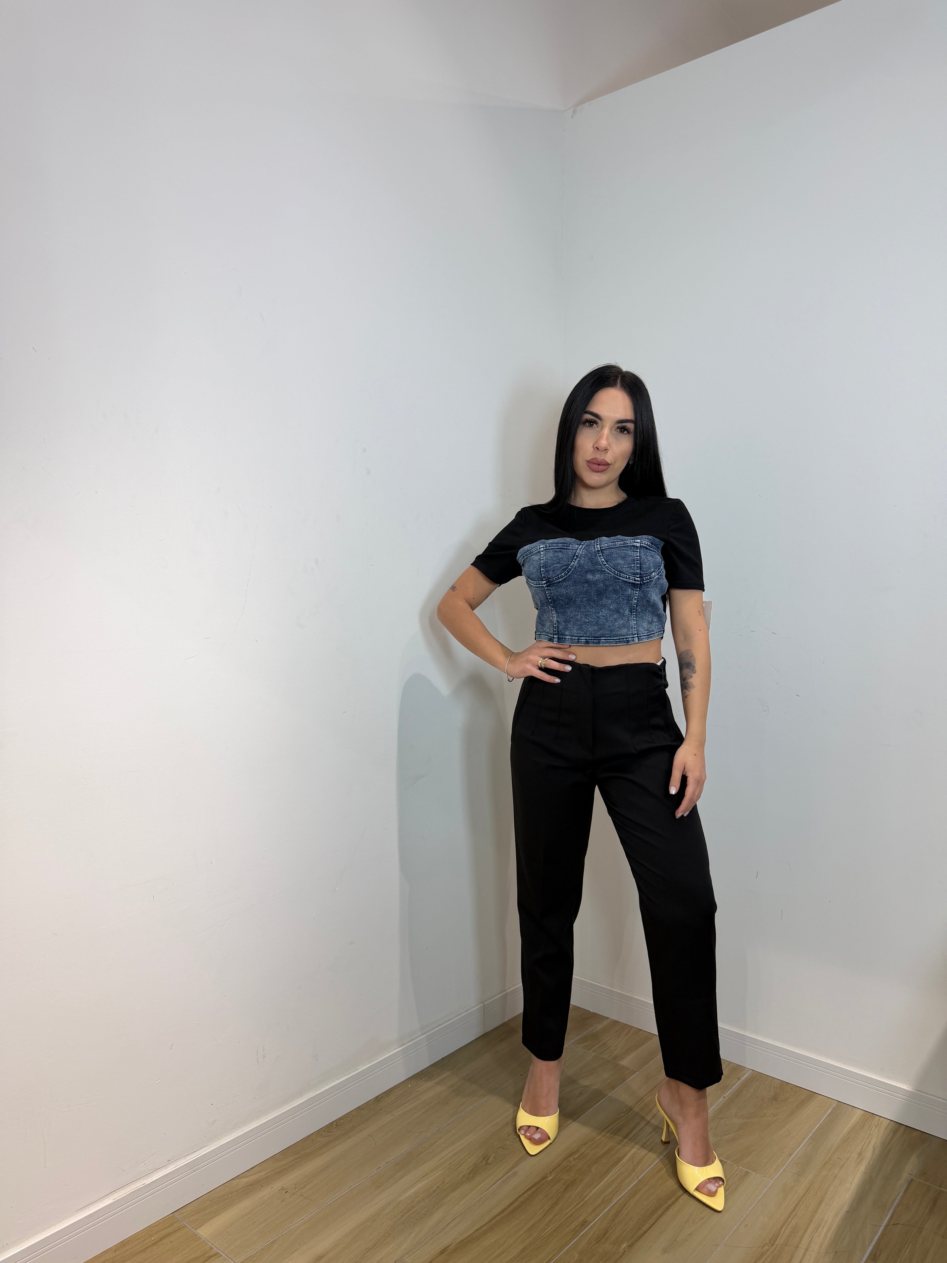 Shirt con dettagli in denim Giuly