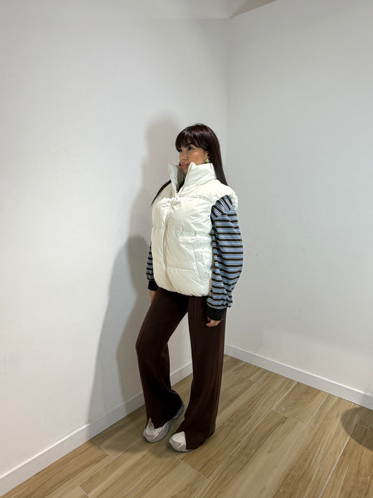 Bomber smanicato bianco