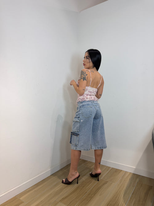 Bermuda in Denim con strass Tiziana