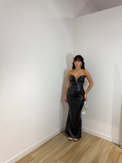 Abito lungo in ecopelle cuore