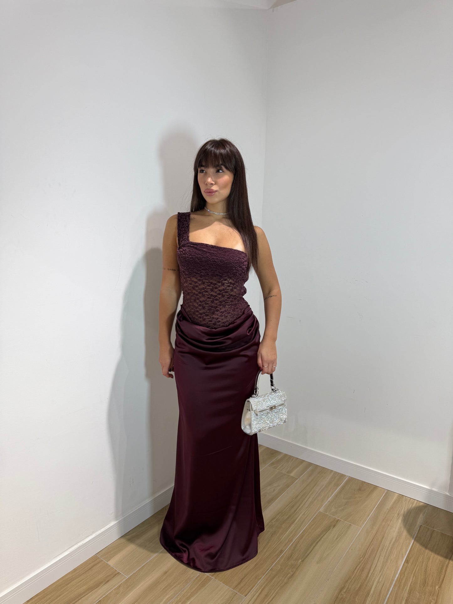 Abito lungo sanctuary bordeaux