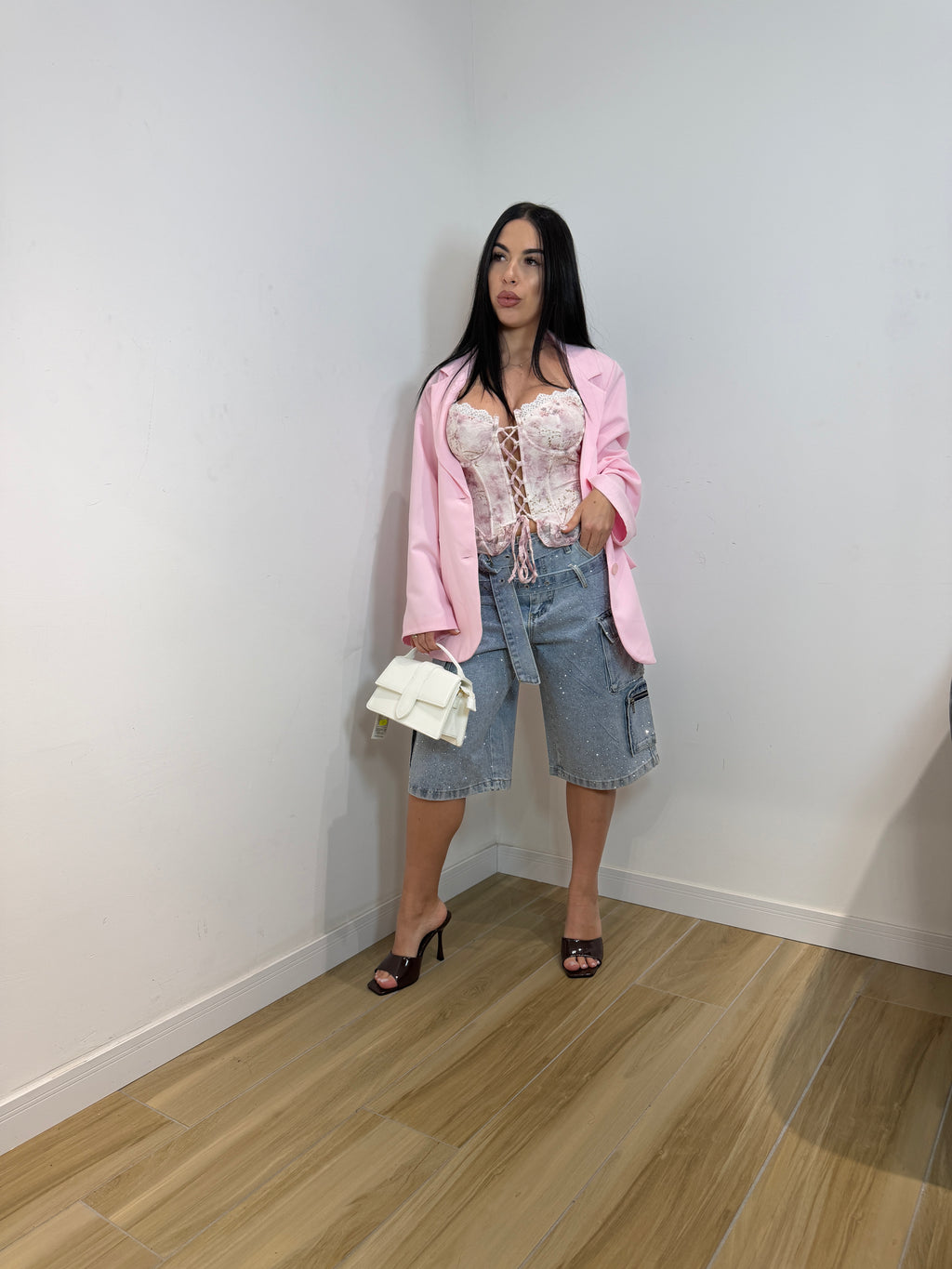 Blazer Sophie con cintura rosa