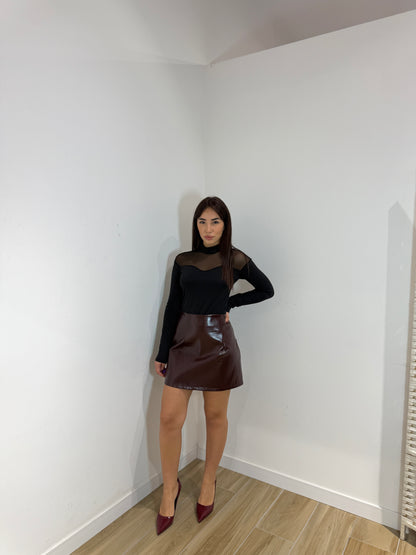 Gonna in vernice Lavi bordeaux