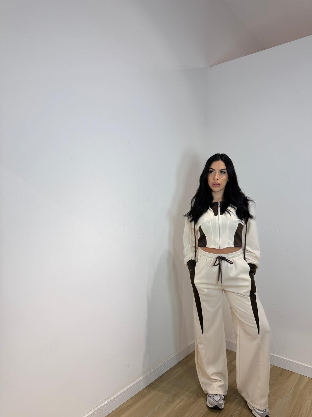 Coordset bicolore beige