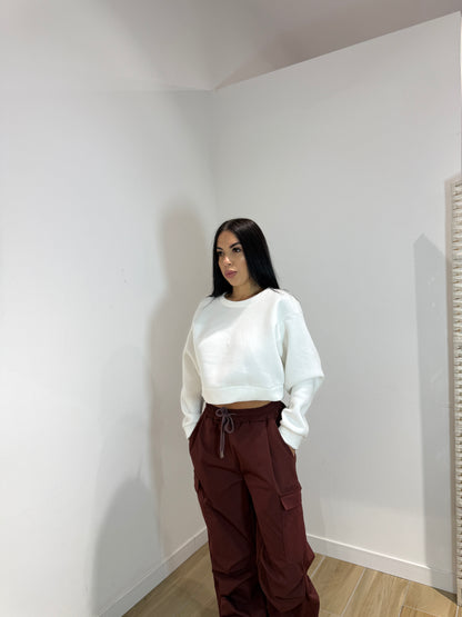 Felpa crop bianca
