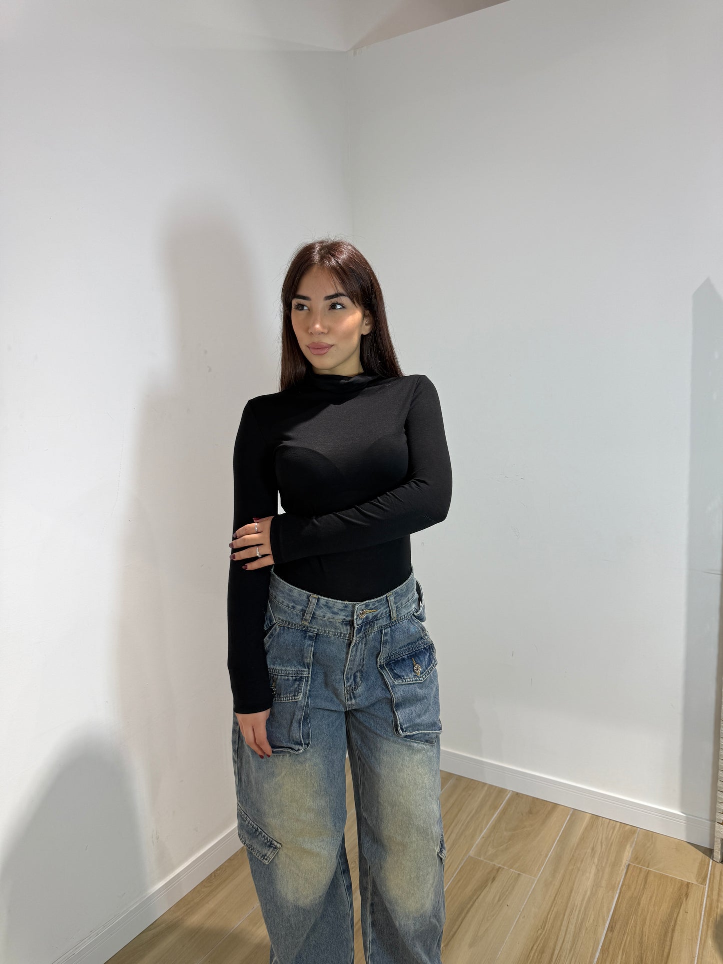 Body Toronto collo alto nero e bordeaux