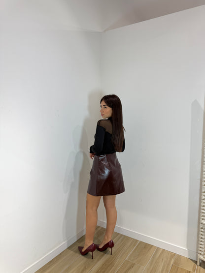 Gonna in vernice Lavi bordeaux