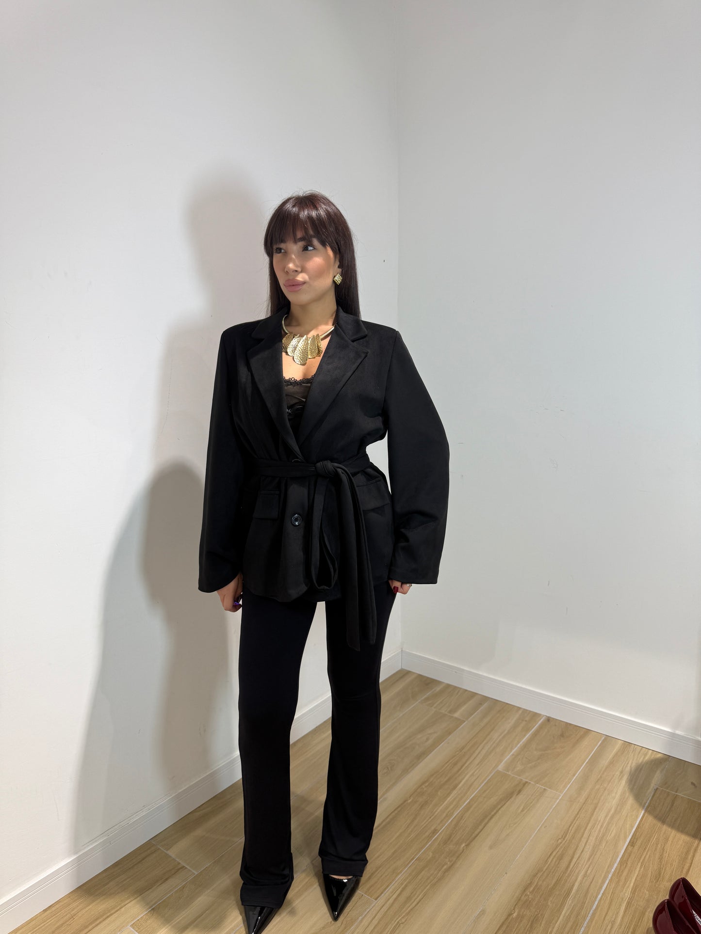 Blazer Tidy in ecocamoscio nera