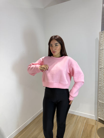 Felpa simple crop rosa
