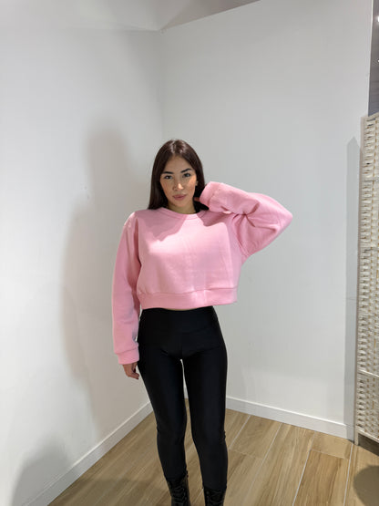 Felpa simple crop rosa