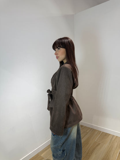 Blazer Tidy in ecocamoscio marrone