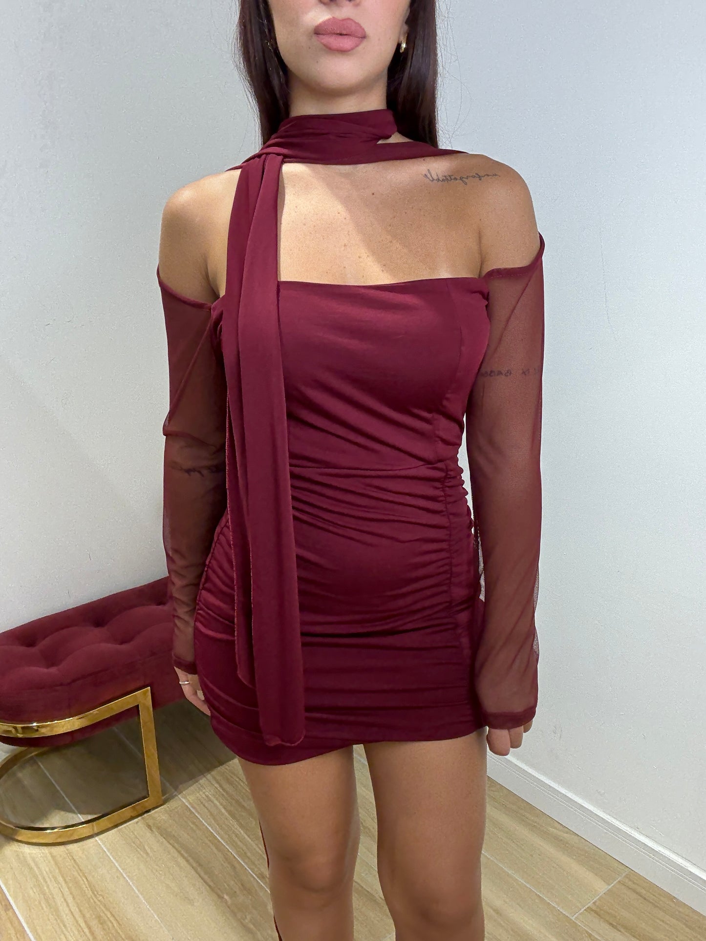 Abito corto Liliana bordeaux