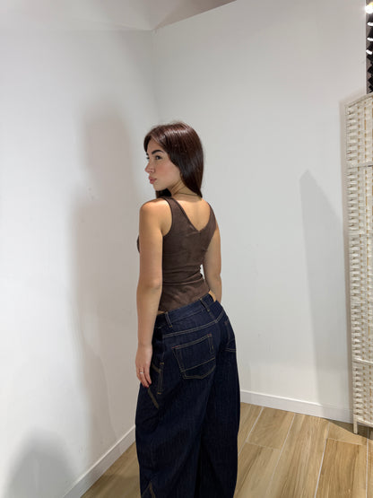 Body Agnese in ecocamoscio marrone