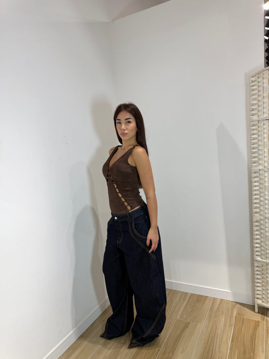 Body Agnese in ecocamoscio marrone