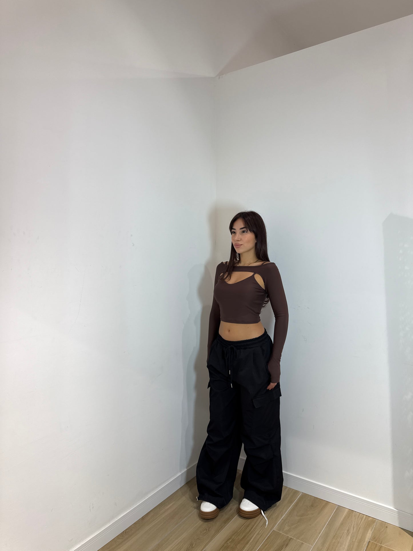 Top due in uno marrone