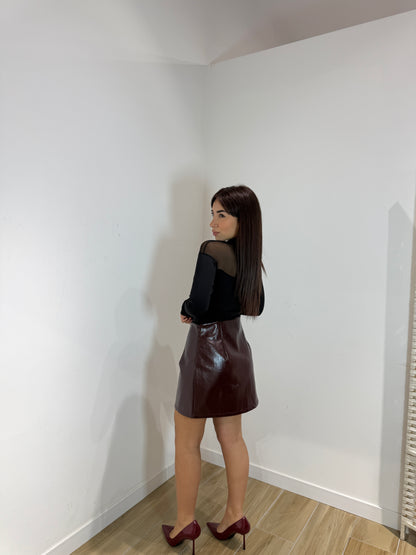 Gonna in vernice Lavi bordeaux