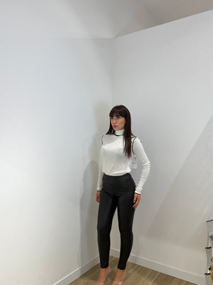 Leggins in ecopelle nero Mimma