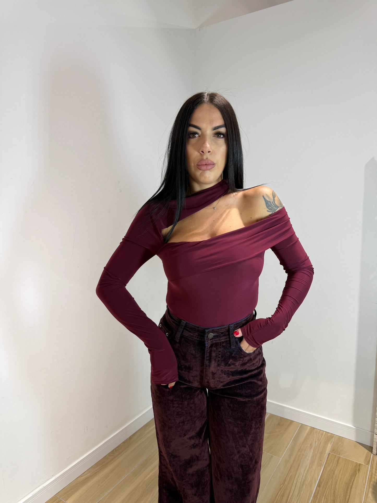 Body Women in licra bordeaux