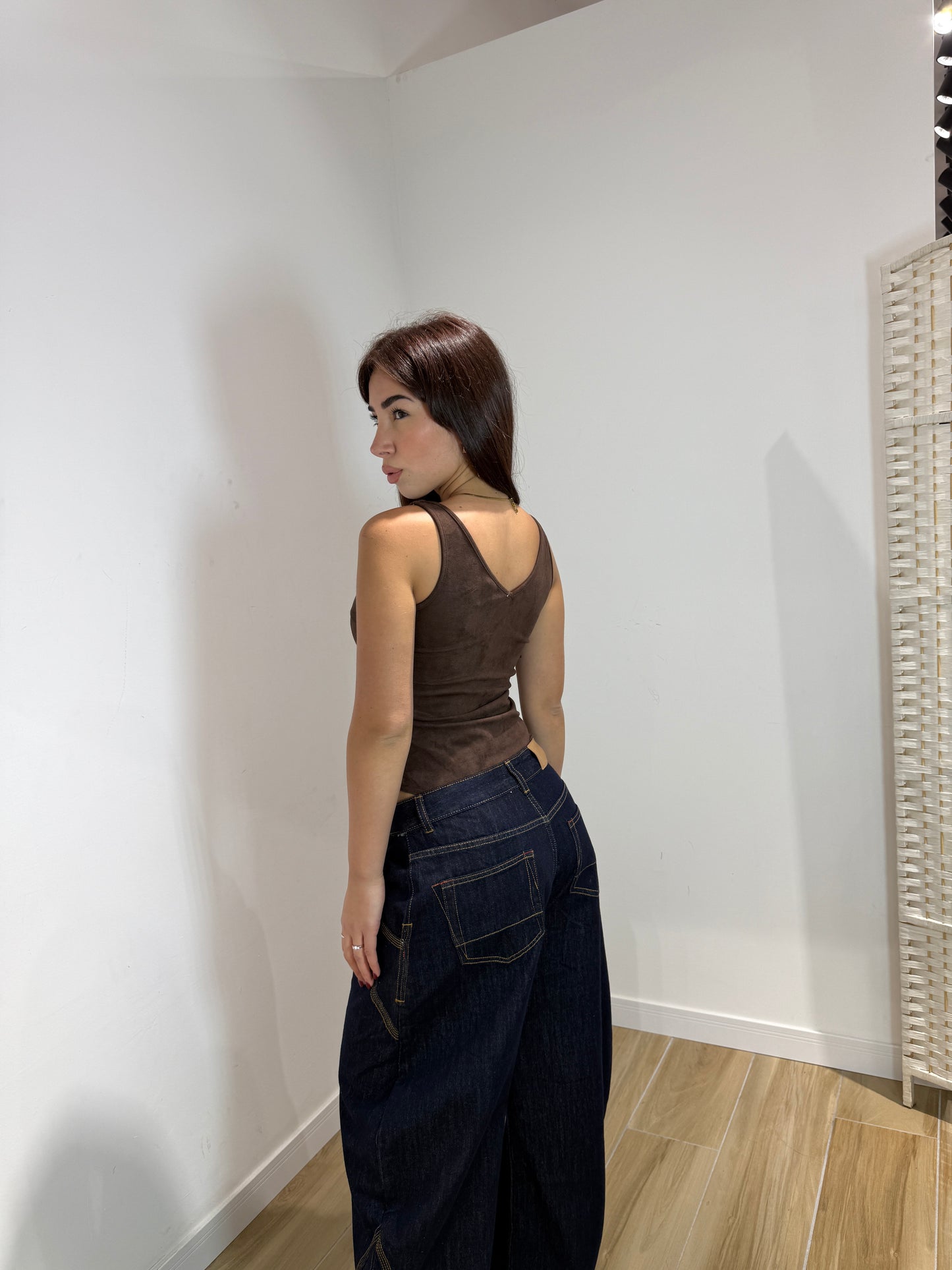 Body Agnese in ecocamoscio marrone