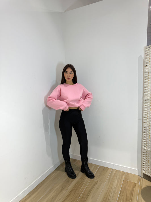 Felpa simple crop rosa
