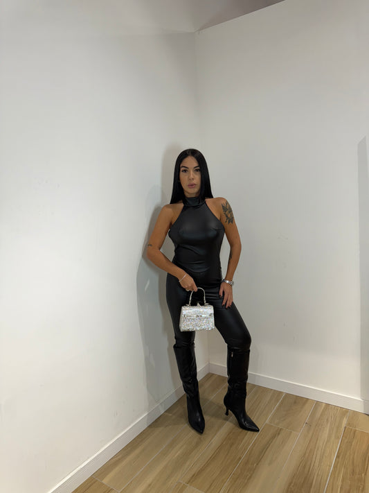 Jumpsuite in ecopelle brats nera