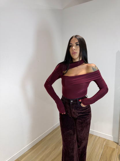 Body Women in licra bordeaux