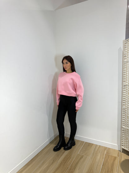 Felpa simple crop rosa