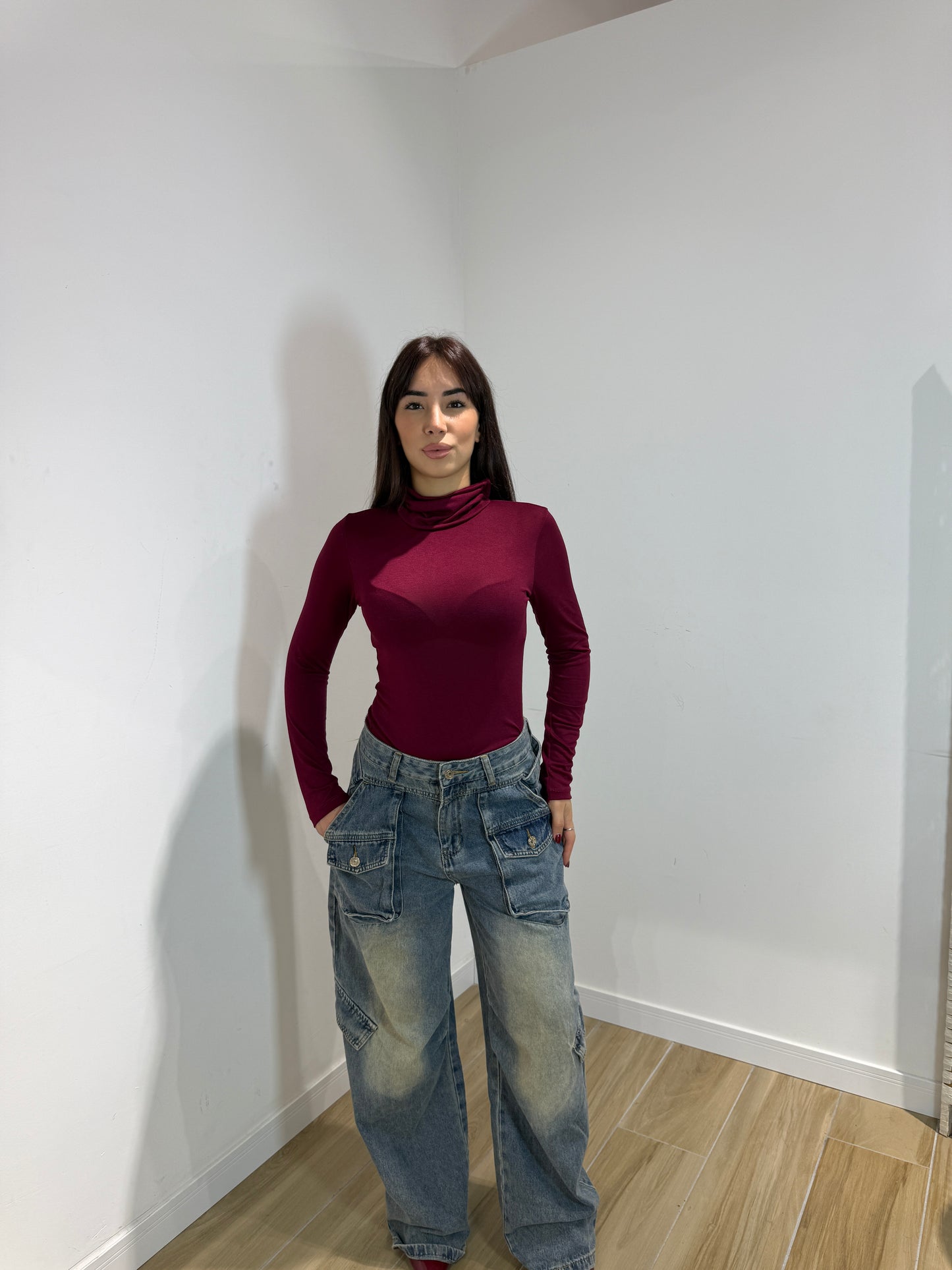 Body Toronto collo alto nero e bordeaux