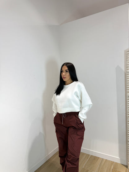 Felpa crop bianca