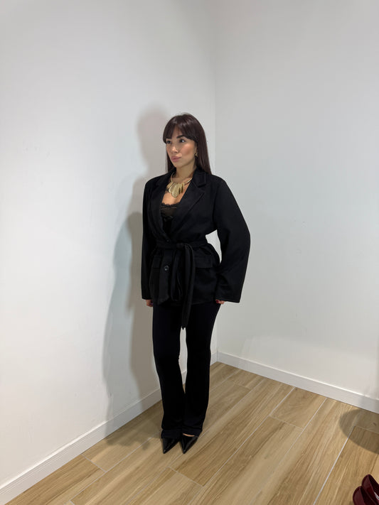 Blazer Tidy in ecocamoscio nera