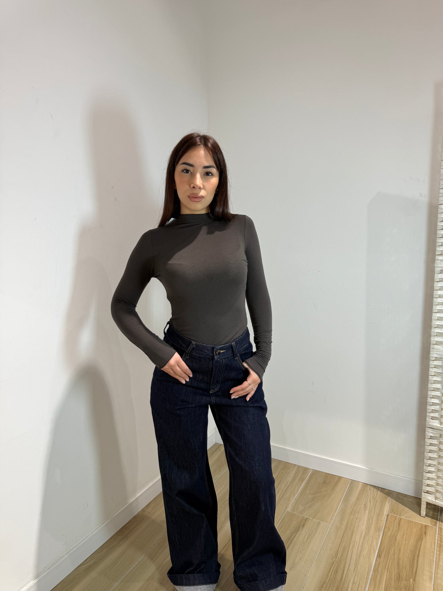 Maglia misto cash marrone