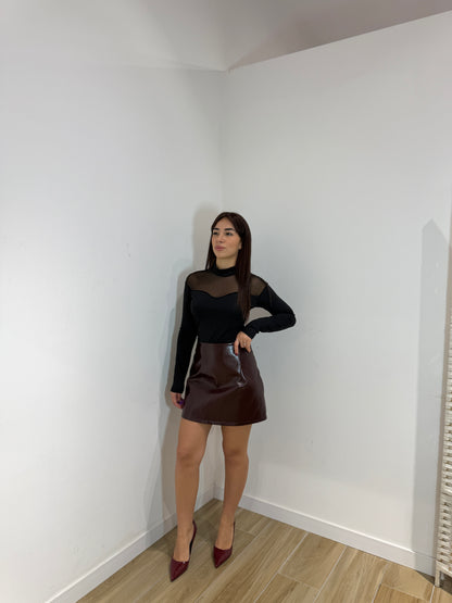 Gonna in vernice Lavi bordeaux