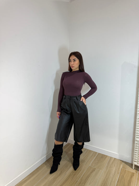 Bermuda Denny in ecopelle nero