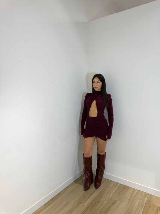 Abito corto Elena bordeaux