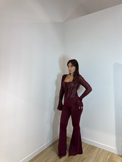 Pantalone Wadi a zampa bordeaux